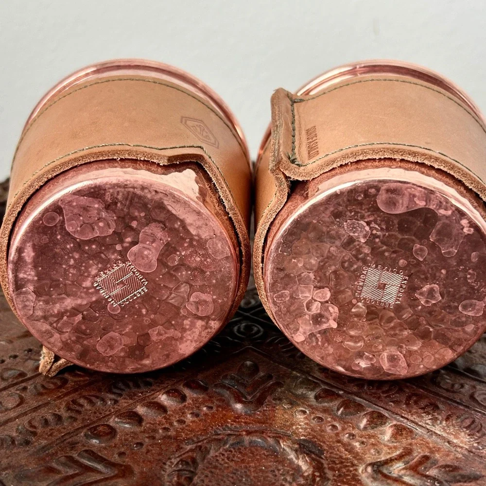Son of a Sailor x Sertodo Copper Hammered Tumblers with Leather Sleeves Set of 2